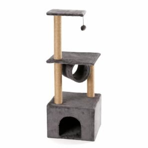 Arbre à Chat Tube Avec 2 Plateaux Gris foncé de la marque Leopet 40 x 40 x 110h