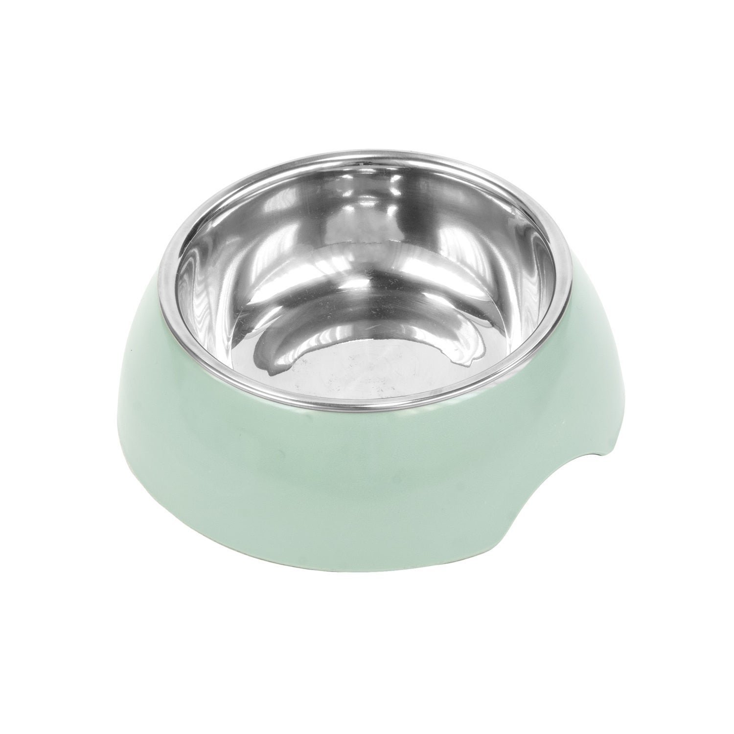 2026/08/1000395532.jpg Gamelle Antidérapante en Mélanine et Acier Inoxydable Vert Claire 400ml Ø 11,5 cm - LEOPET – Image 1