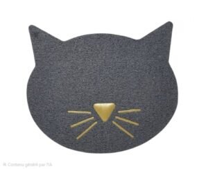 Tapis multifonction en forme de tête de chat Leopet ( Beige | Gris ) 37×43 cm