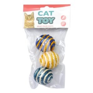 Jouet Set de 3 Balles en Sisal Couleurs Assorties Ø4,5cm – Image 3