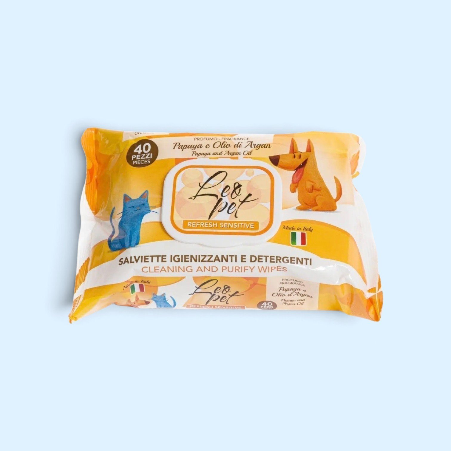 2026/08/1000398537.jpg LINGETTES HYGIÉNIQUES ET NETTOYANTES 40 PCS à La Papaye et à L’huile D’argan - LeoPet – Image 1