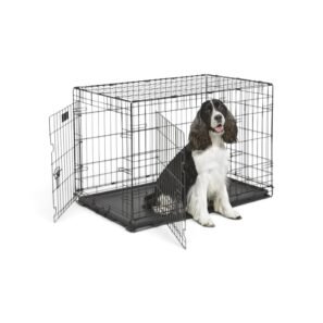 Cage en fer pour chien avec plateau en plastique