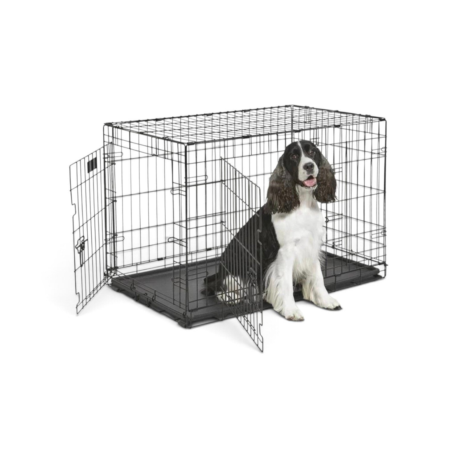 2026/08/1000410476.jpg Cage en fer pour chien avec plateau en plastique – Image 1