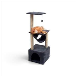 Arbre à Chat Tube Avec 2 Plateaux Gris foncé de la marque Leopet 40 x 40 x 110h – Image 2